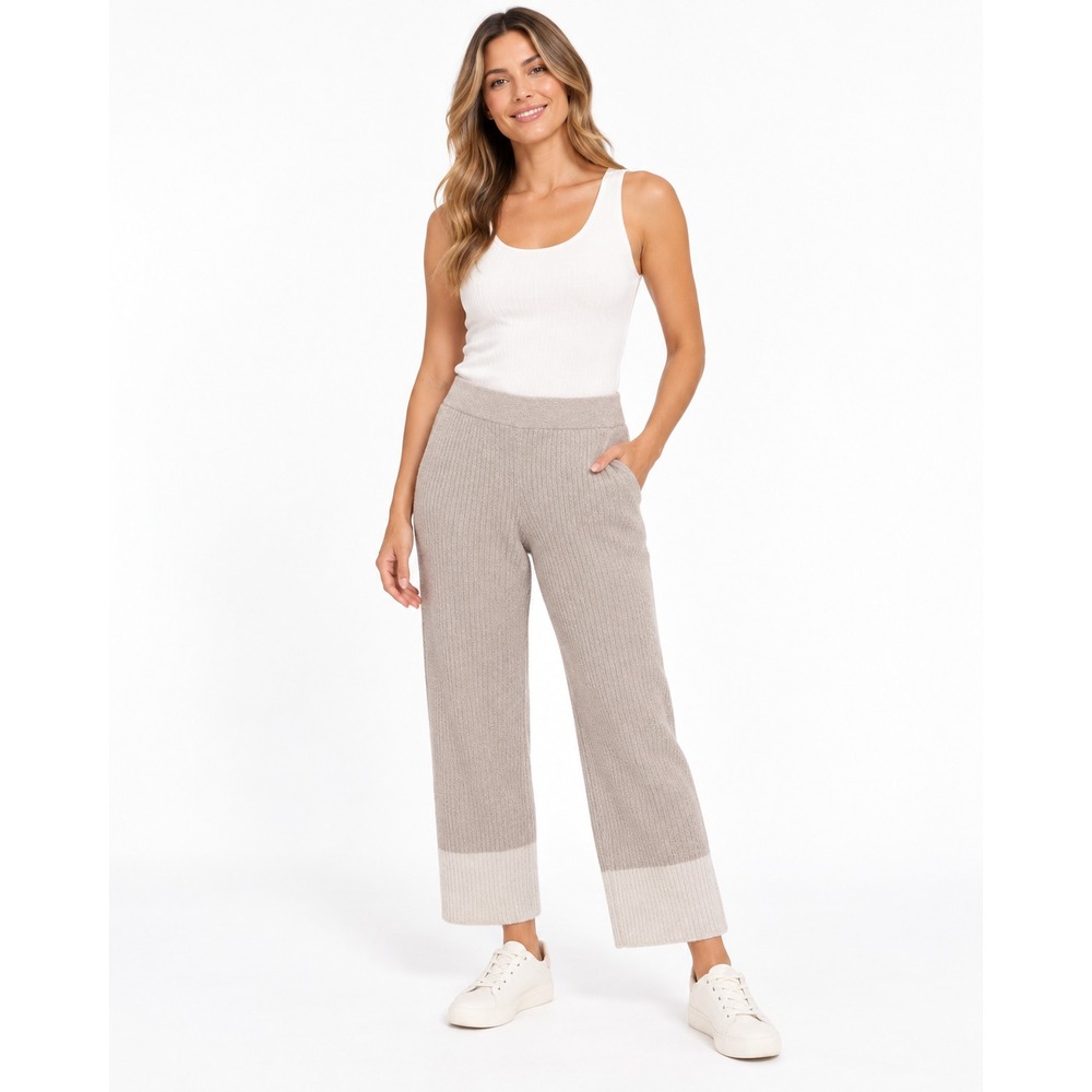 Barefoot Dreams CozyChic Ultra Lite Heather Blocked Ankle Pants Beach Rock LP